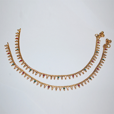 "1gm Fancy Stone Studded Anklets - MGR-1001 - Click here to View more details about this Product